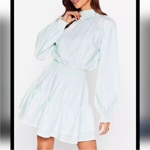 NWT Nasty Gal Frill I Found You High Neck Mini Dress size 4 Mint